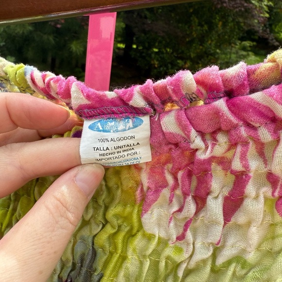 Blue and Red Smocked Tiered Maxi Jumpsuit - Picture 3 of 4